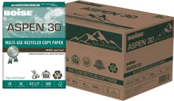 Boise® ASPEN® 30 Multi-Use Printer & Copy Paper, 10 Reams, White, Letter Size, 5000 Sheets Per Case- 054901-CTN