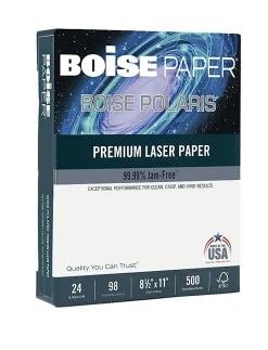 Boise POLARISĀ® Premium Laser Paper, 8 Reams, White, Letter Size (8 1/2" x 11"), 500 Sheets Per Ream, FSCĀ® Certified, 24 Lb, 98 Brigtness