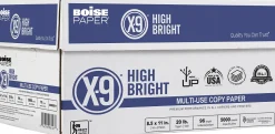 Boise® X-9® High Bright Multi-Use Printer & Copy Paper, 10 Reams, White, Letter (8.5