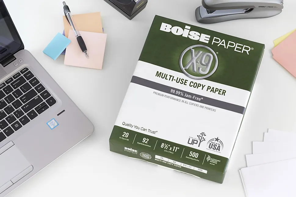 Boise® X-9® Multi-Use Printer & Copy Paper, 10 Reams, White, Letter (8.5" x 11"), 5000 Sheets Per Case, 20 Lb, 92 Brightness