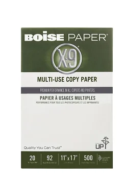 Boise® X-9® Multi-Use Printer & Copy Paper, 5 Reams, White, Ledger (11" x 17"), 2500 Sheets Per Case, 20 Lb, 92 Brightness