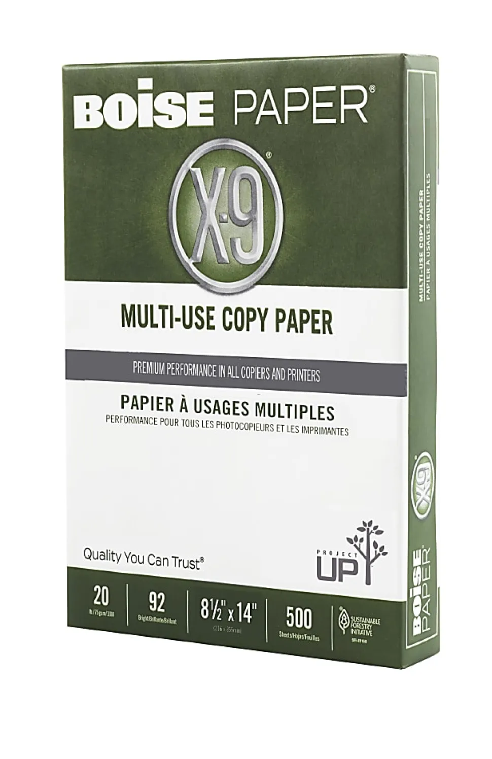 Boise® X-9® Multi-Use Printer & Copy Paper, 1 Ream, White, Legal (8.5" x 14"), 500 Sheets Per Ream, 20 Lb, 92 Brightness