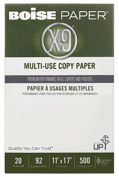 Boise® X-9® Multi-Use Printer & Copy Paper, 1 Ream, White, Ledger (11" x 17"), 500 Sheets Per Ream, 20 Lb, 92 Brightness