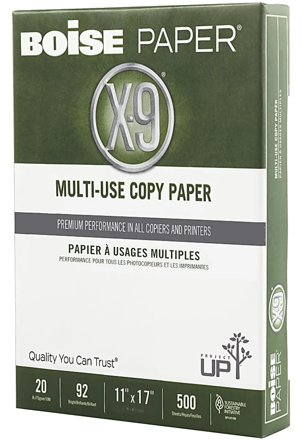 Boise® X-9® Multi-Use Printer & Copy Paper, 1 Ream, White, Ledger (11" x 17"), 500 Sheets Per Ream, 20 Lb, 92 Brightness