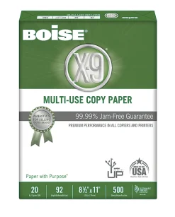 Boise® X-9® Multi-Use Printer & Copy Paper, 1 Ream, White, Letter (8.5" x 11"), 500 Sheets Per Ream, 20 Lb, 92 Brightness, X9RTL11