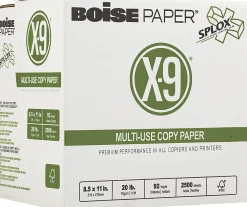 Boise® X-9® SPLOX® Reamless Multi-Use Printer & Copy Paper, 5 Reams, White, Letter (8.5" x 11"), 2500 Sheets Per Case, 20 Lb, 92 Brightness