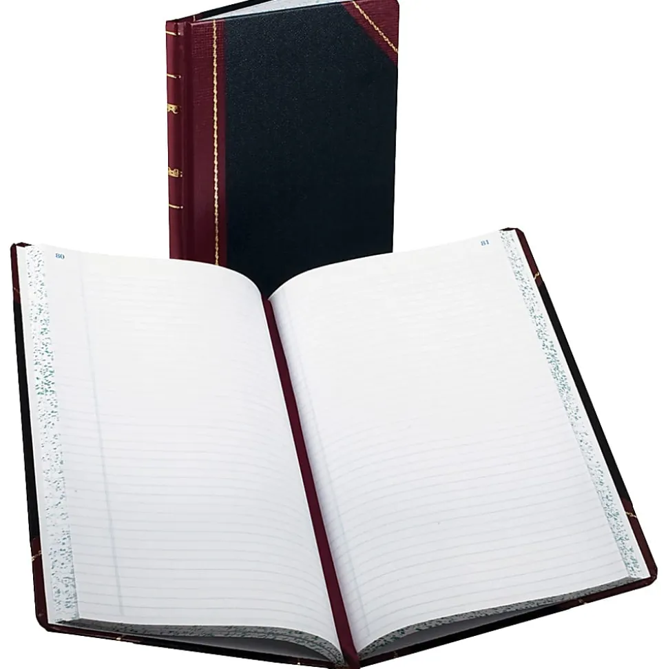 Boorum & Pease® Account Record Book, 8 5/8" x 14 1/8", Record Ruled, 300 Pages, Black/Red