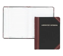 Boorum & Pease Boorum Laboratory Record Notebook, 8 1/8" x 10 3/8", 150 Sheets, Black Fabrihide