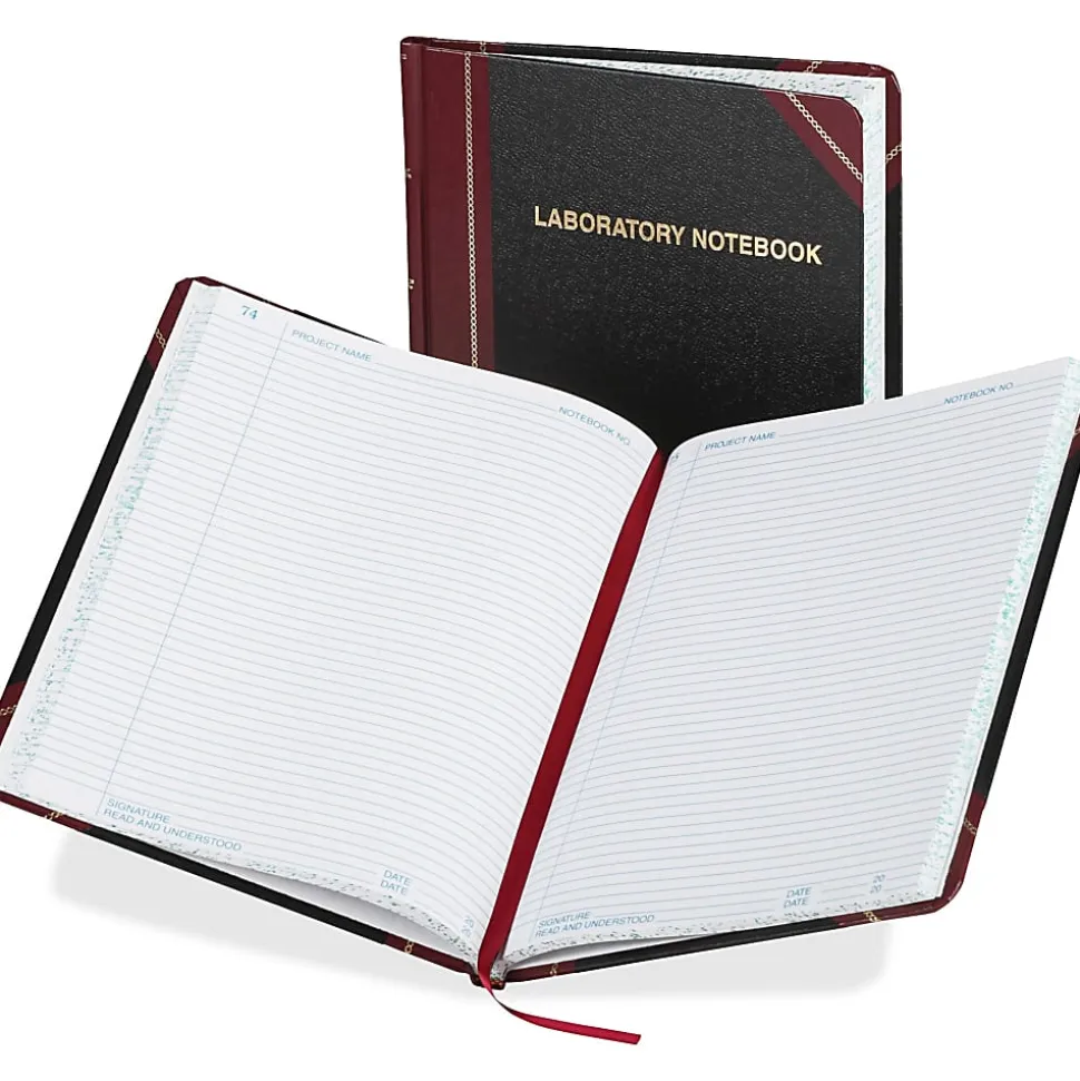 Boorum & Pease Boorum Laboratory Record Notebook, 8 1/8" x 10 3/8", 150 Sheets, Black Fabrihide