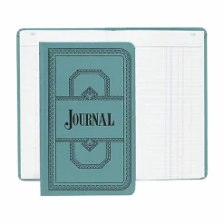 Boorum & Pease® Canvas Account Book, Journal, 16 Lb., 12 1/8" x 7 5/8", 150 Pages, Blue