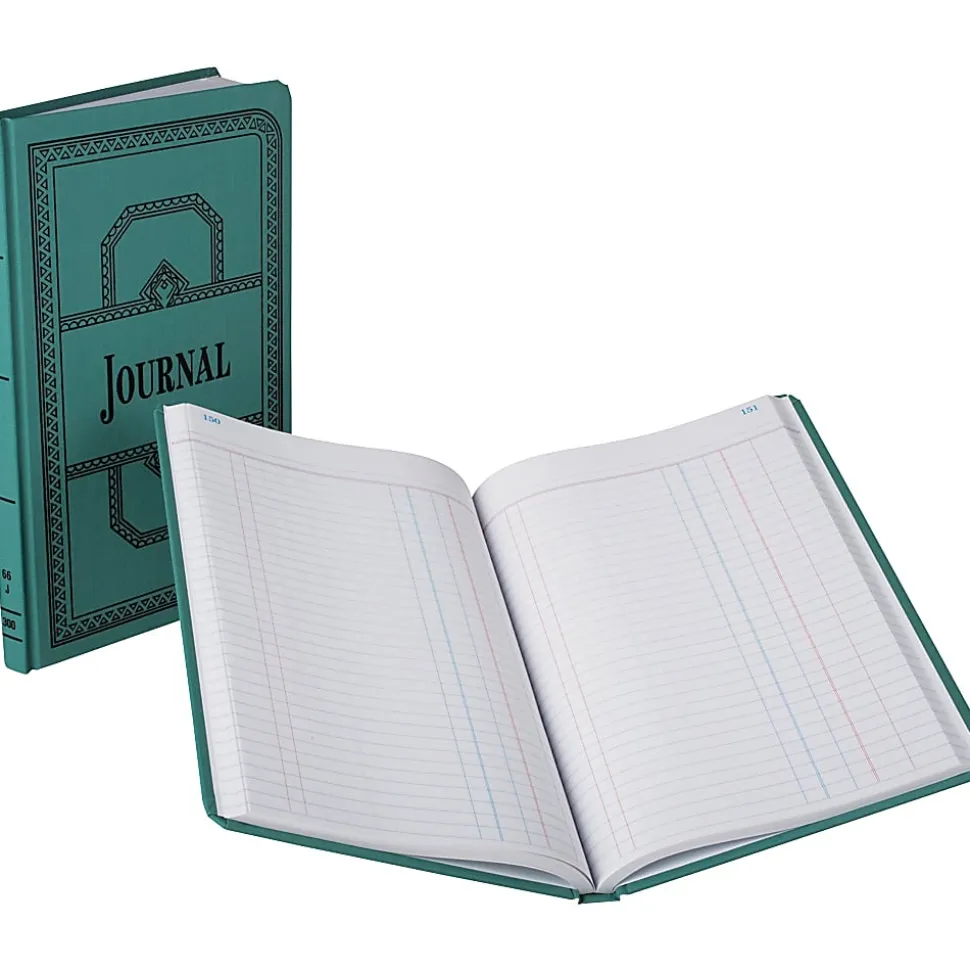 Boorum & Pease® Canvas Account Book, Journal, 16 Lb., 12 1/8" x 7 5/8", 300 Pages, Blue