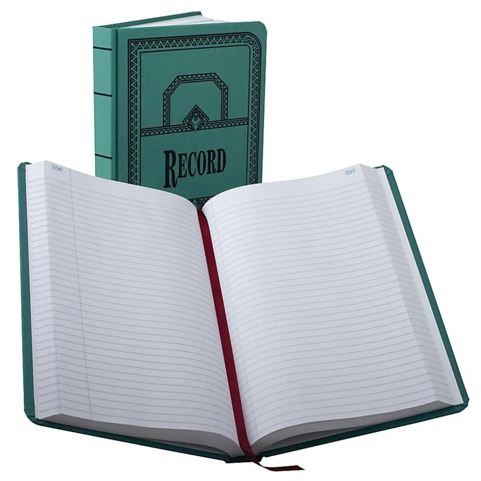 Boorum & Pease® Canvas Account Book, Record, 16 Lb., 12 1/8" x 7 5/8", 500 Pages, Blue