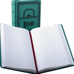 Boorum & Pease® Canvas Account Book, Record, 16 Lb., 12 1/8" x 7 5/8", 500 Pages, Blue