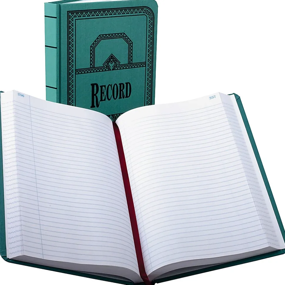 Boorum & Pease® Canvas Account Book, Record, 16 Lb., 12 1/8" x 7 5/8", 500 Pages, Blue