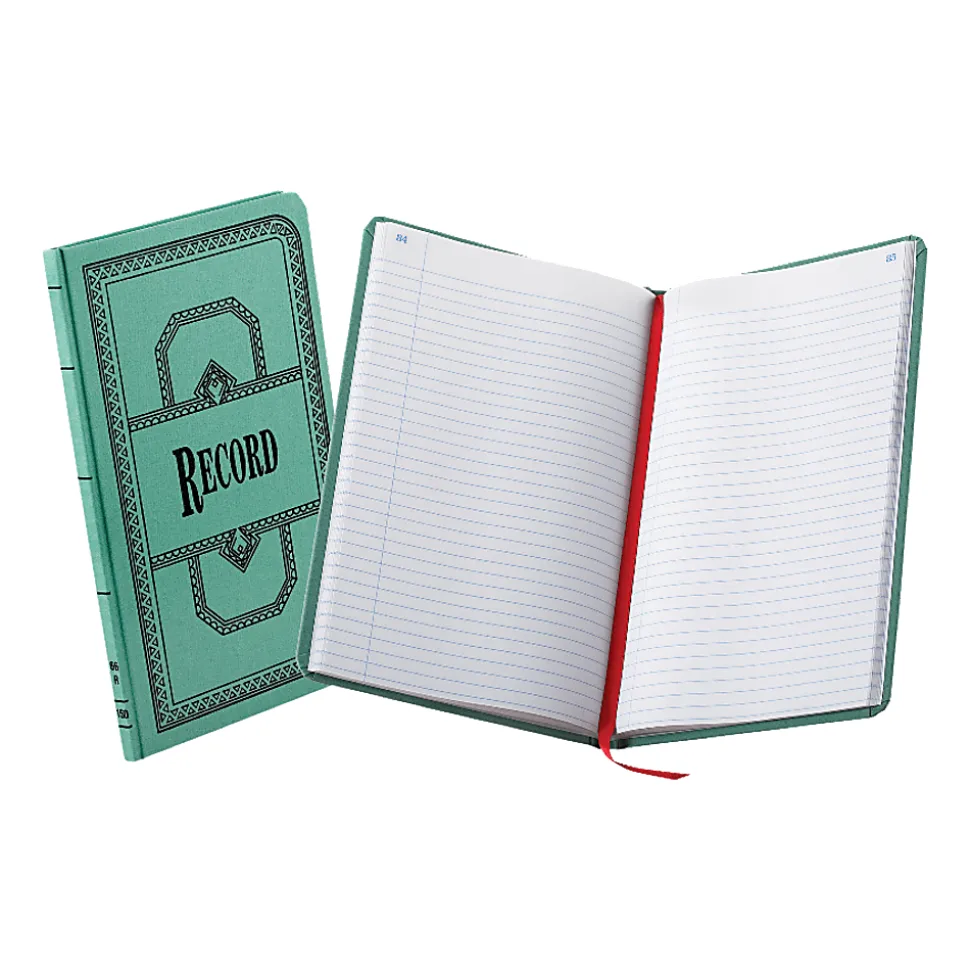 Boorum & Pease® Canvas Account Book, Record, 16 Lb., 12 1/8" x 7 5/8", 150 Pages, Blue
