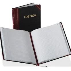 Boorum & Pease Record Rule Log Book, 150 Sheets, 8" x 10-7/16", Black/Red