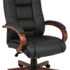 Boss Aaria Ergonomic Vinyl/Wood High-Back Chair, Black/Cherry