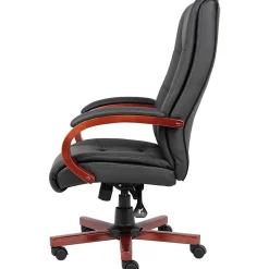 Boss Aaria Ergonomic Vinyl/Wood High-Back Chair, Black/Cherry