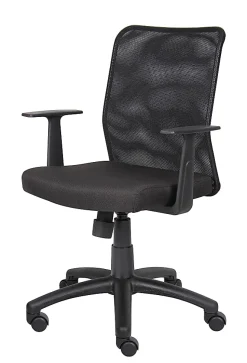 Boss Budget Mesh Task Chair With T-Arms, Black
