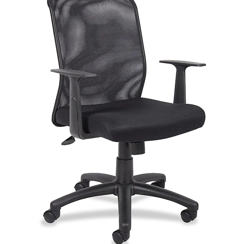 Boss Budget Mesh Task Chair With T-Arms, Black