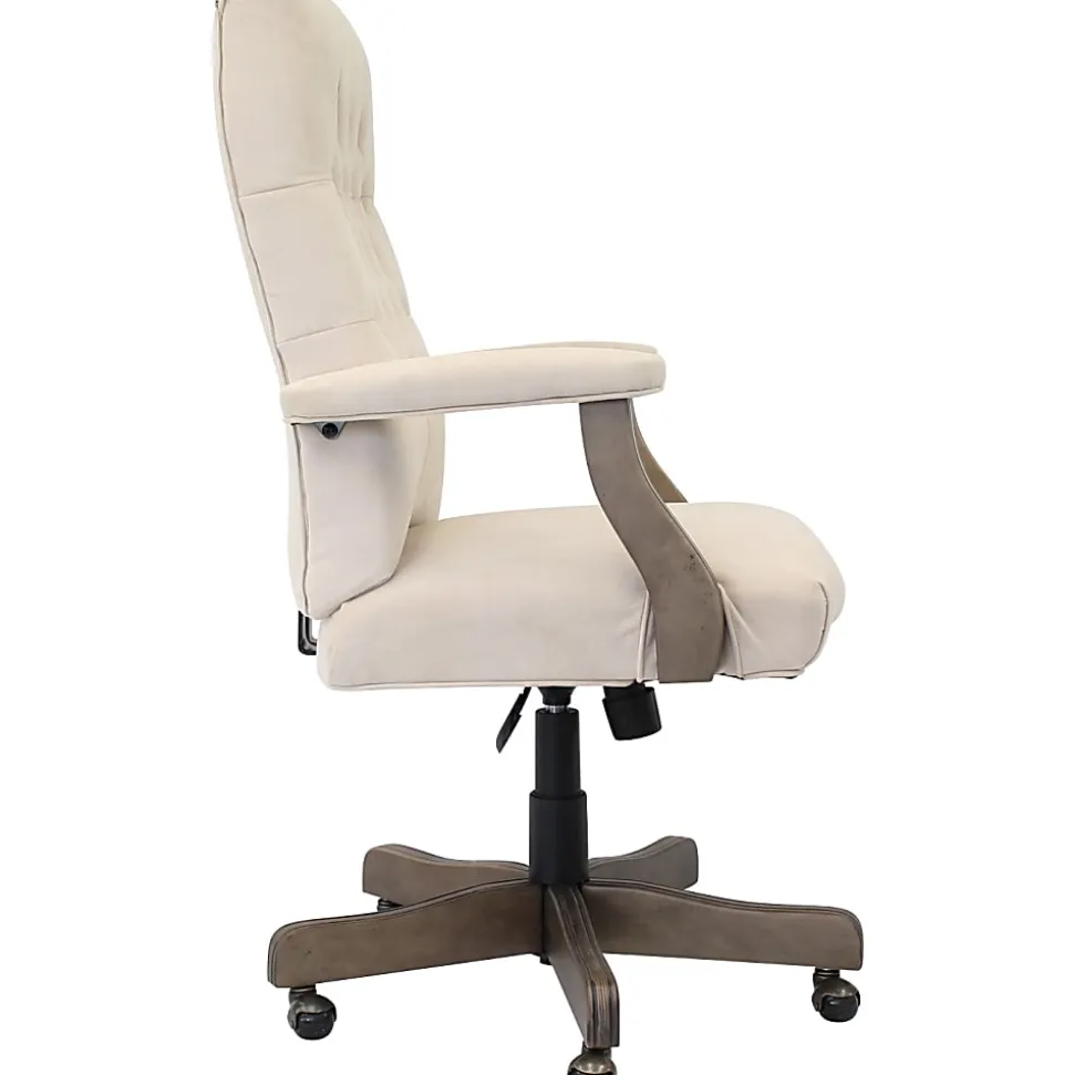 Boss Button-Tufted Ergonomic High-Back Chair, Champagne Velvet