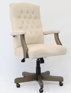 Boss Button-Tufted Ergonomic High-Back Chair, Champagne Velvet