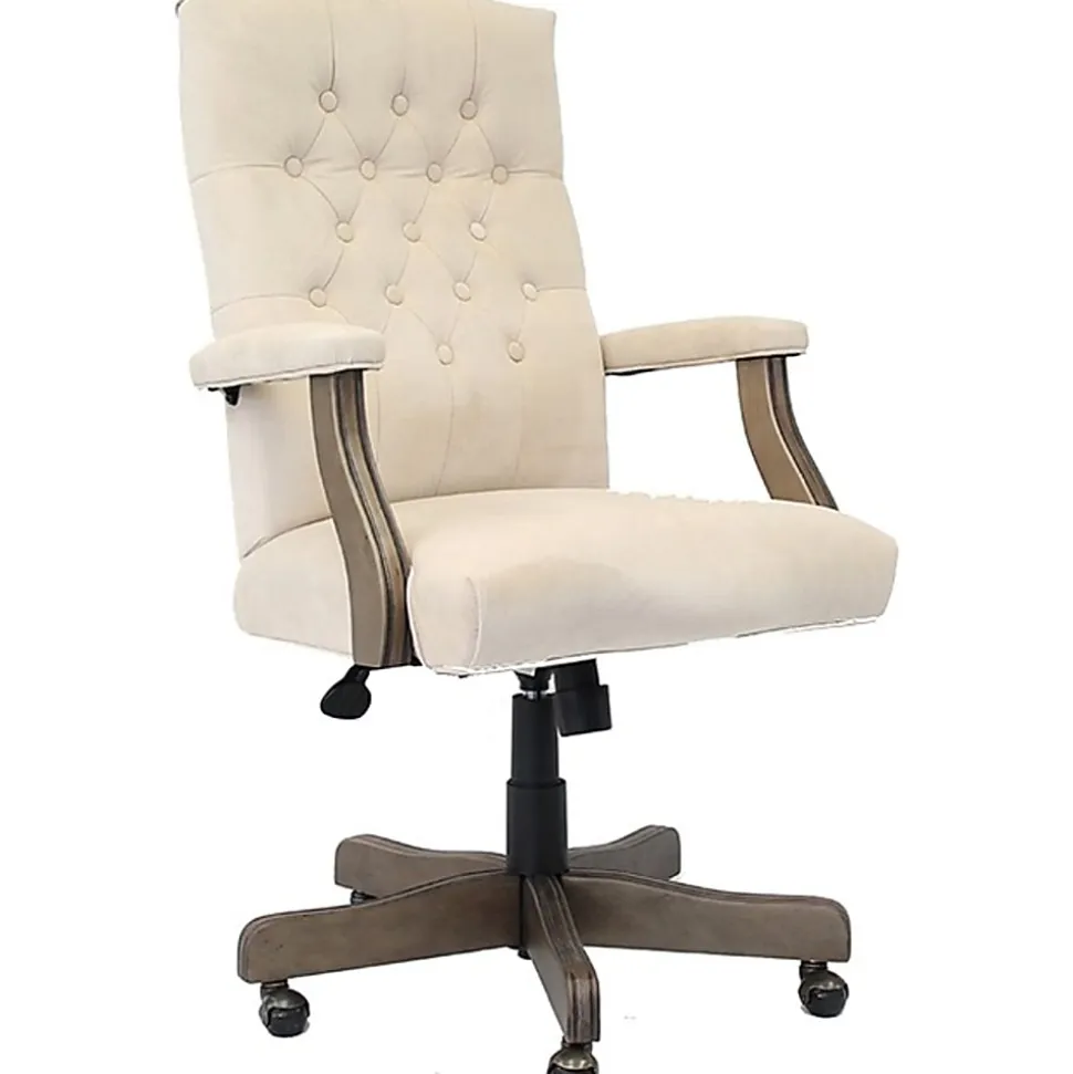 Boss Button-Tufted Ergonomic High-Back Chair, Champagne Velvet