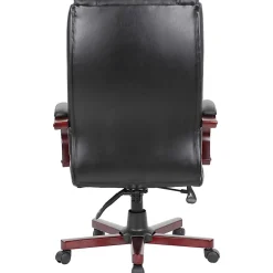 Boss Office Products Aaria Ergonomic Vinyl/Wood High-Back Chair, Black/Mahogany