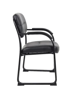 Boss Office Products Bonded Leather Contoured Guest Chair, Black