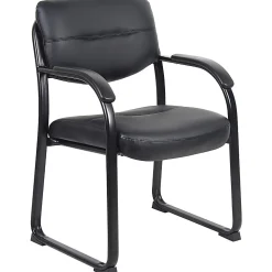 Boss Office Products Bonded Leather Contoured Guest Chair, Black