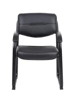 Boss Office Products Bonded Leather Contoured Guest Chair, Black