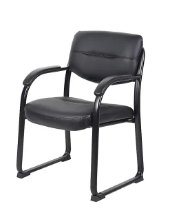 Boss Office Products Bonded Leather Contoured Guest Chair, Black