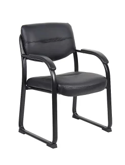 Boss Office Products Bonded Leather Contoured Guest Chair, Black
