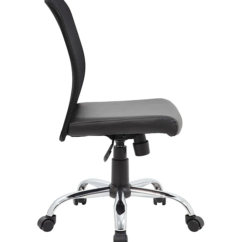 Boss Office Products Budget Fabric Mesh-Back Task Chair, Black/Silver