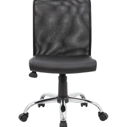 Boss Office Products Budget Fabric Mesh-Back Task Chair, Black/Silver