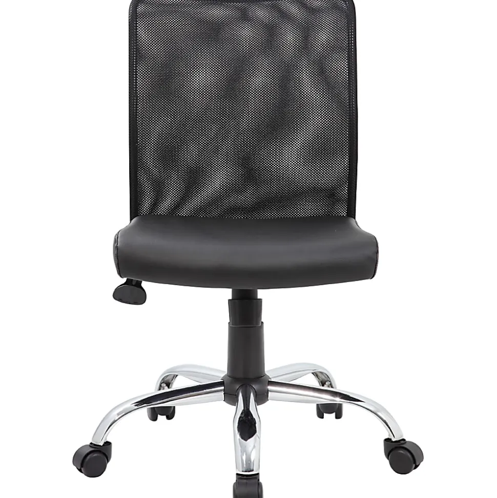 Boss Office Products Budget Fabric Mesh-Back Task Chair, Black/Silver