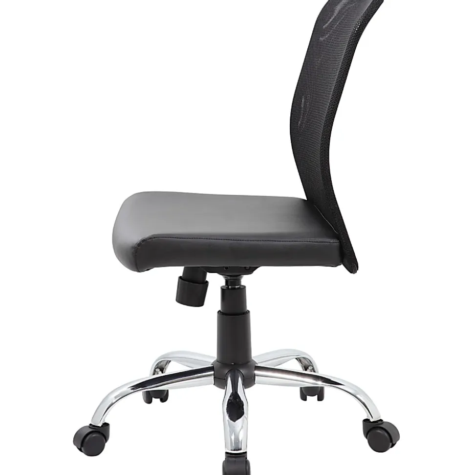 Boss Office Products Budget Fabric Mesh-Back Task Chair, Black/Silver