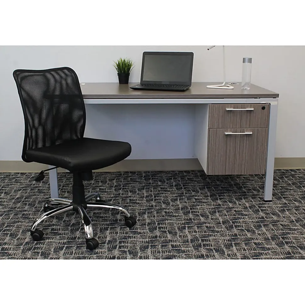 Boss Office Products Budget Fabric Mesh-Back Task Chair, Black/Silver