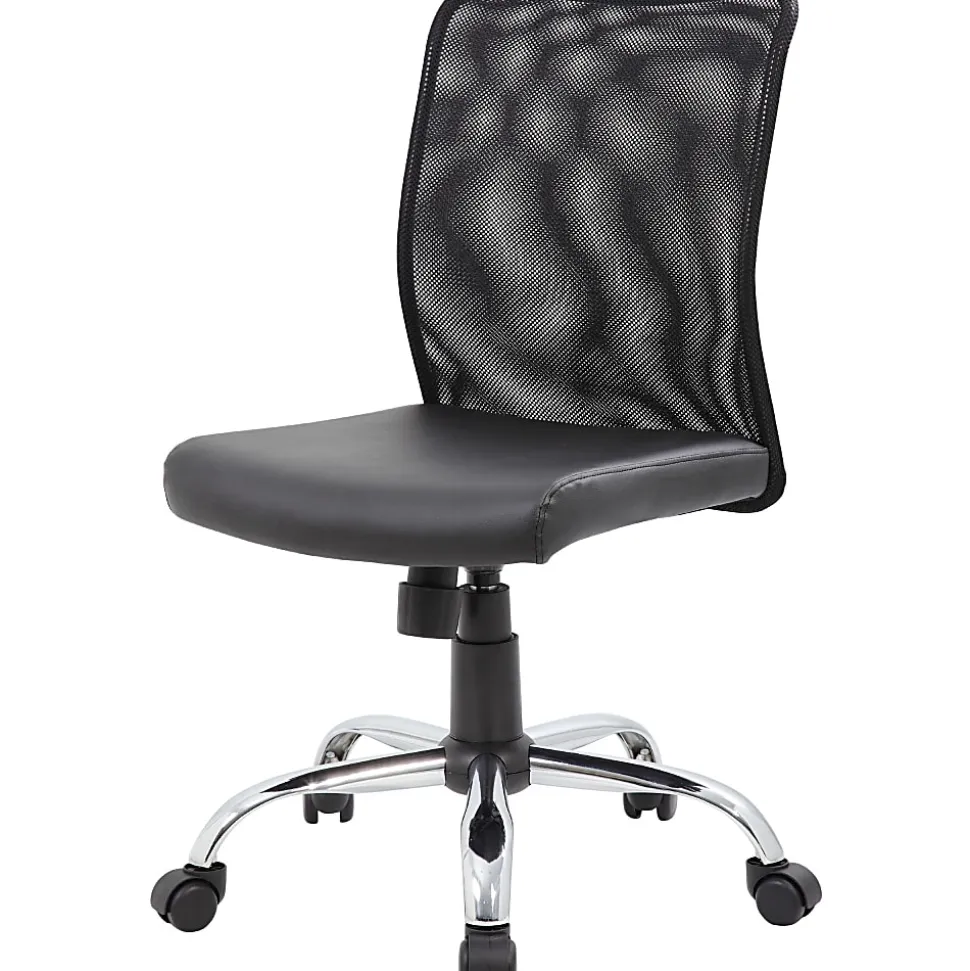 Boss Office Products Budget Fabric Mesh-Back Task Chair, Black/Silver