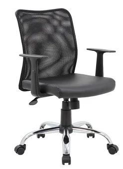 Boss Office Products Budget Mesh/Vinyl Mid-Back Task Chair, With Arms, Black