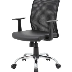 Boss Office Products Budget Mesh/Vinyl Mid-Back Task Chair, With Arms, Black