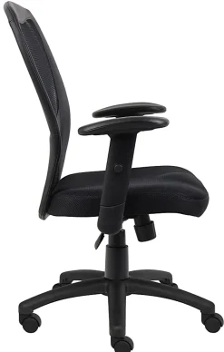 Boss Office Products Budget Mesh Task Chair, With Padded Arms, Black