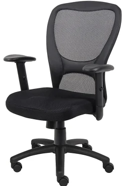 Boss Office Products Budget Mesh Task Chair, With Padded Arms, Black