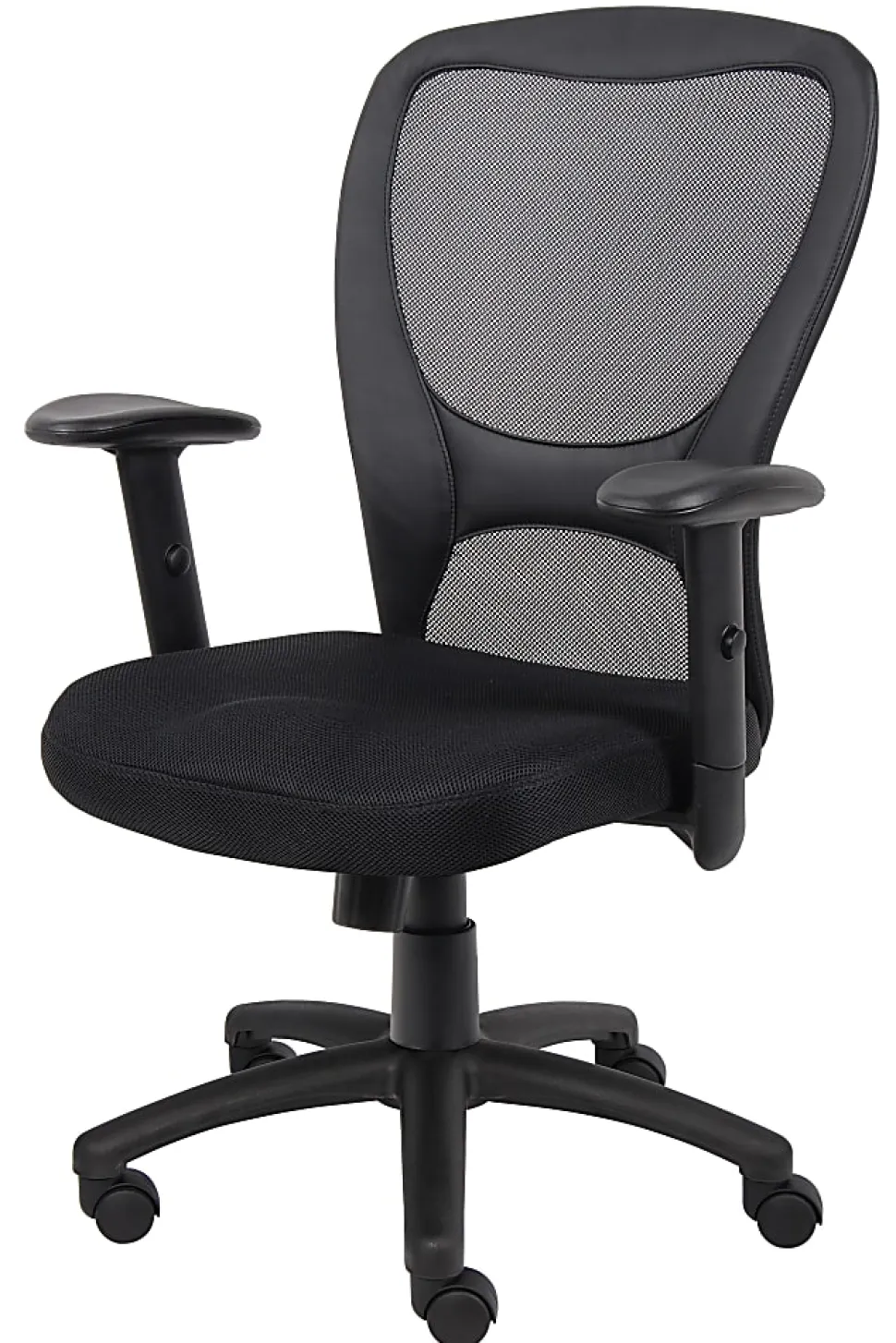 Boss Office Products Budget Mesh Task Chair, With Padded Arms, Black