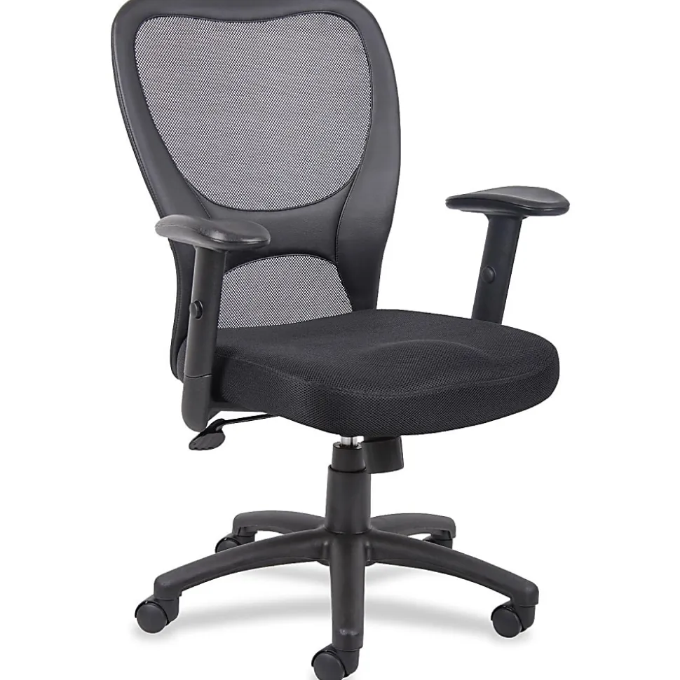 Boss Office Products Budget Mesh Task Chair, With Padded Arms, Black