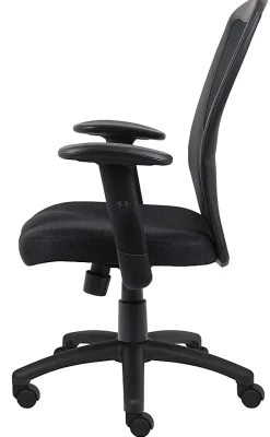 Boss Office Products Budget Mesh Task Chair, With Padded Arms, Black