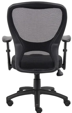 Boss Office Products Budget Mesh Task Chair, With Padded Arms, Black