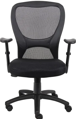 Boss Office Products Budget Mesh Task Chair, With Padded Arms, Black