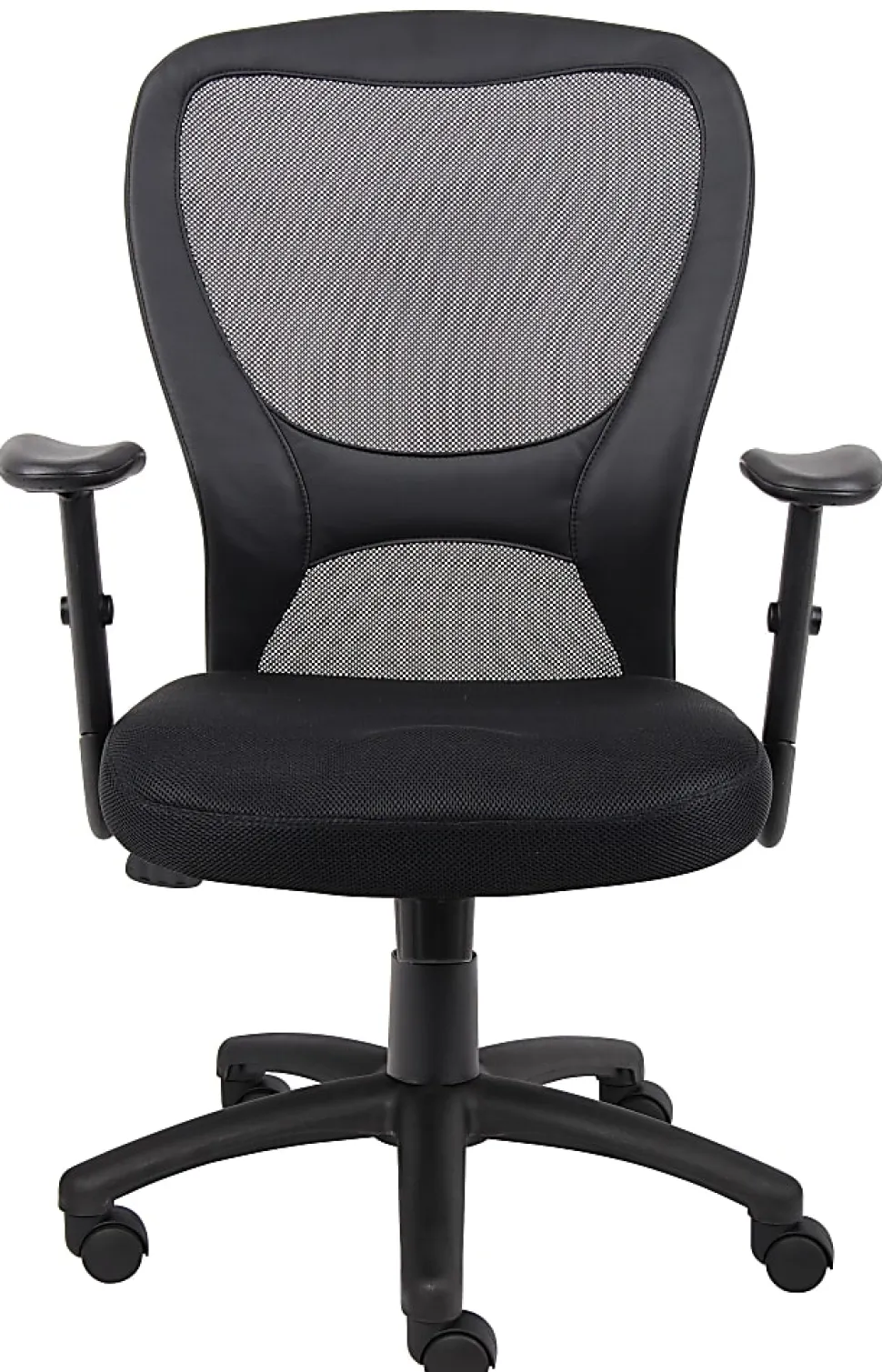 Boss Office Products Budget Mesh Task Chair, With Padded Arms, Black