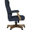 Boss Office Products Button-Tufted Ergonomic High-Back Chair, Navy Denim/Blue Linen